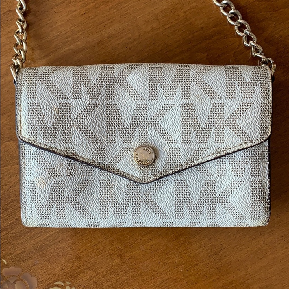 Michael Kors white/tan crossbody bag